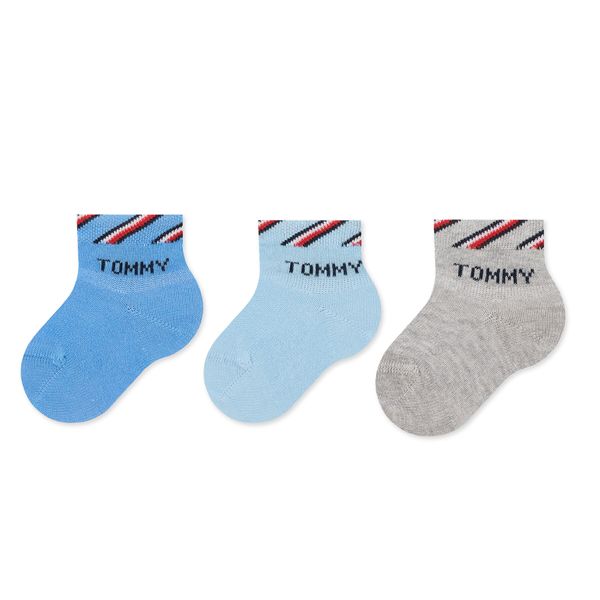 Tommy Hilfiger Set od 3 para dječjih visokih čarapa Tommy Hilfiger 701220277 Blue Combo 003