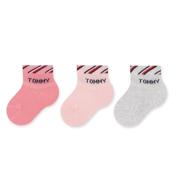 Tommy Hilfiger Set od 3 para dječjih visokih čarapa Tommy Hilfiger 701220277 Pink Combo 002