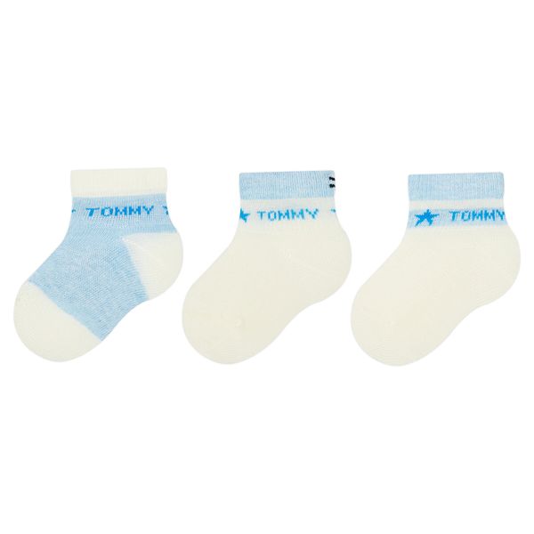 Tommy Hilfiger Set od 3 para dječjih visokih čarapa Tommy Hilfiger 701222675 Sky Blue 014