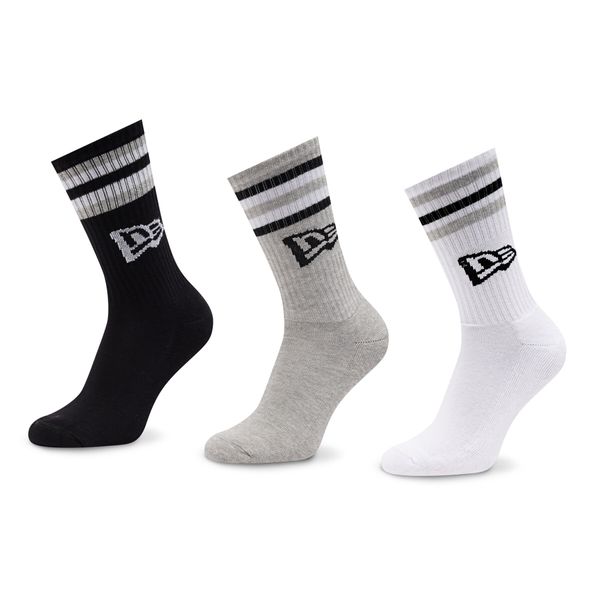 New Era Set od 3 para unisex visokih čarapa New Era Retro Stripe Crew 13113629 Blk/Whi/Gra