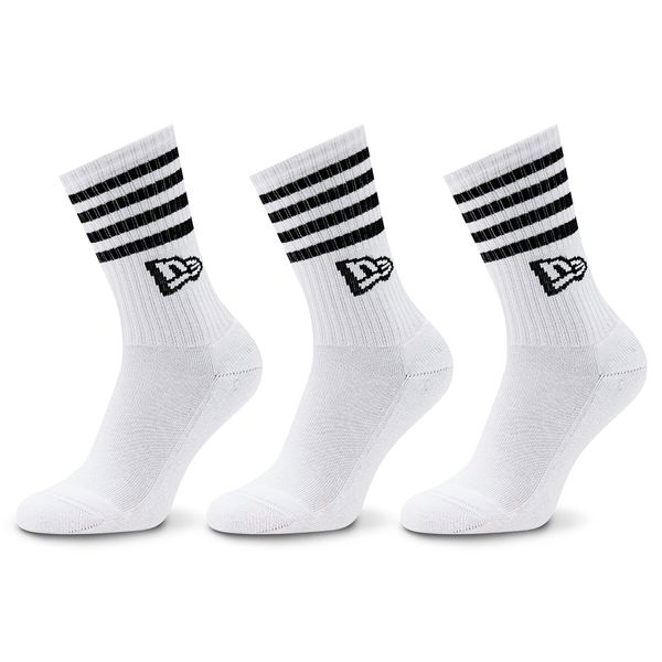 New Era Set od 3 para unisex visokih čarapa New Era Stripe Crew 13113626 White