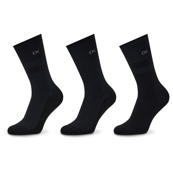 Calvin Klein Set od 3 pari ženskih visokih čarapa Calvin Klein 701219848 Black 002