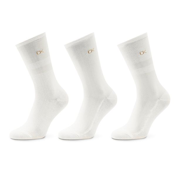 Calvin Klein Set od 3 pari ženskih visokih čarapa Calvin Klein 701219848 White 001