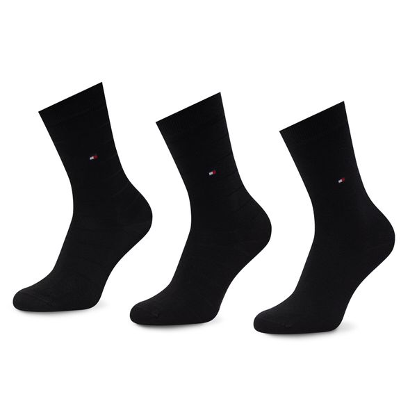 Tommy Hilfiger Set od 3 pari ženskih visokih čarapa Tommy Hilfiger 701220262 Black 002