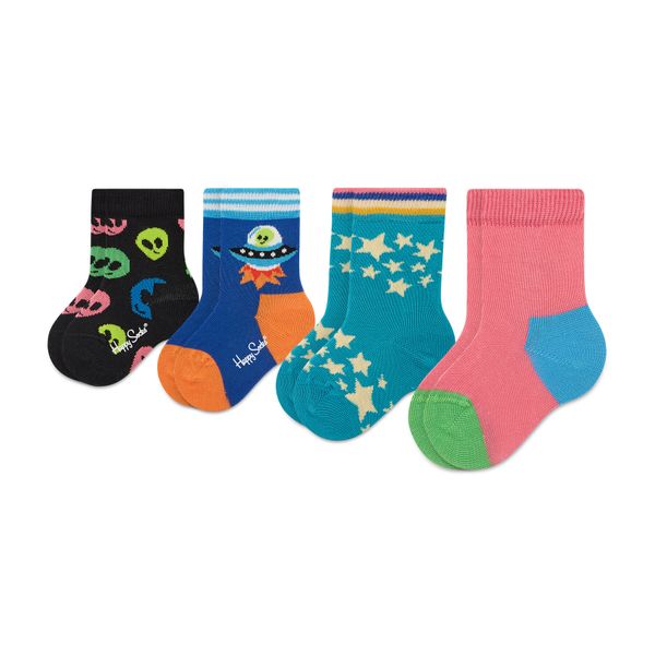 Happy Socks Set od 4 para dječjih visokih čarapa Happy Socks XKSPC09-0200 Kolorowy