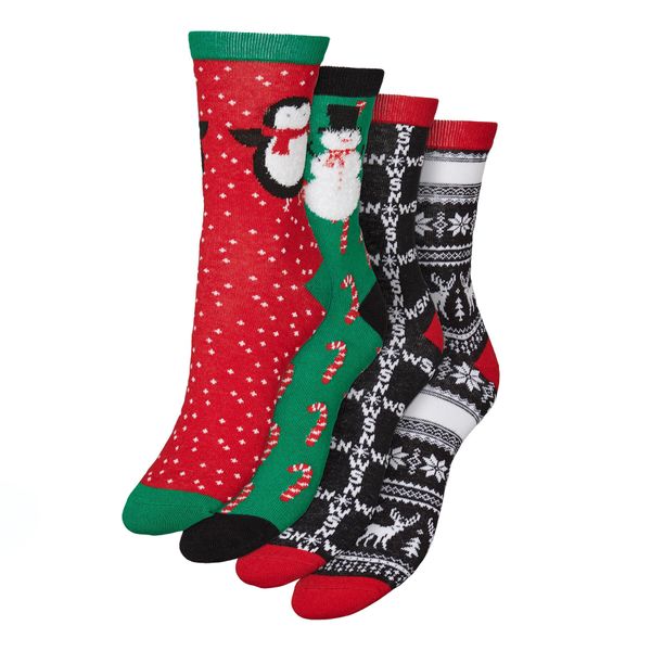 Vero Moda Set od 4 para ženskih viskokih čarapa Vero Moda 10274060 Black 4304839