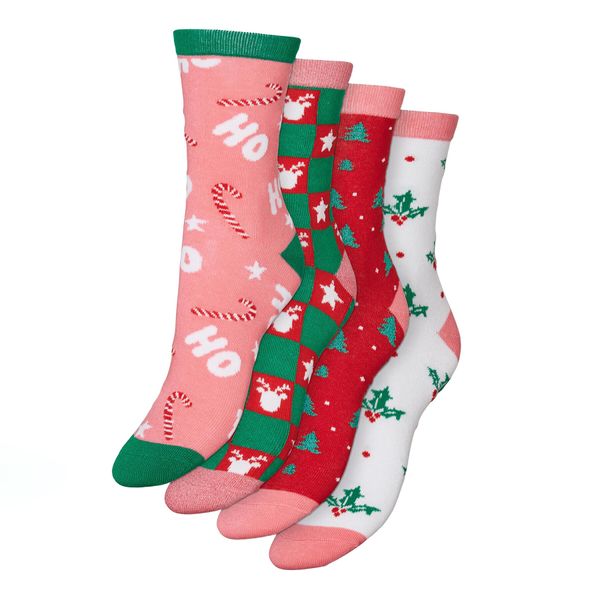 Vero Moda Set od 4 para ženskih viskokih čarapa Vero Moda 10274060 Hot Pink 4304838