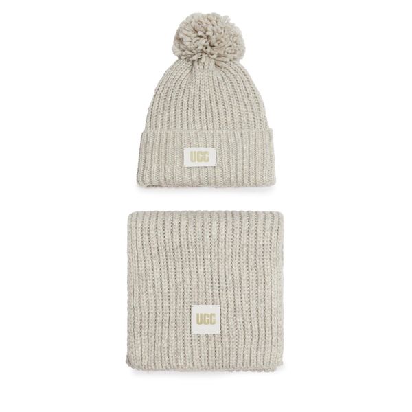 Ugg Set šal i kapa Ugg W Knit Beanie W Pom And Scarf 21883 Siva