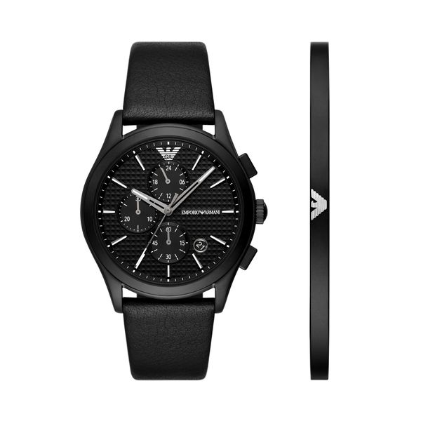 Emporio Armani Set sata i narukvice Emporio Armani Paolo Gift Set AR80070SET Black/Black