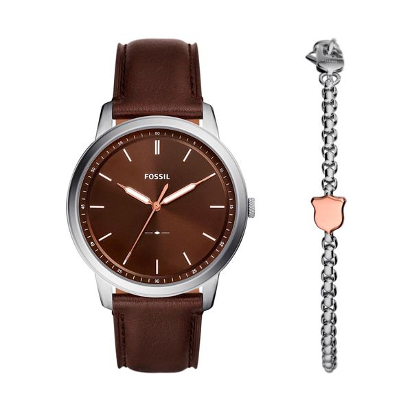 Fossil Set sata i narukvice Fossil Minimalist FS6019SET Brown/Brown