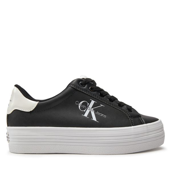 Calvin Klein Jeans Tenisice Calvin Klein Jeans Bold Vulc Flatf Lace Lth Met YW0YW01393 Black/Bright White 0GM