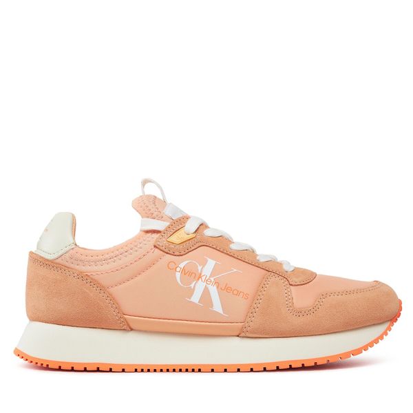Calvin Klein Jeans Tenisice Calvin Klein Jeans Runner Sock Laceup Ny-Lth Wn YW0YW00840 Apricot Ice/Bright White 0JL