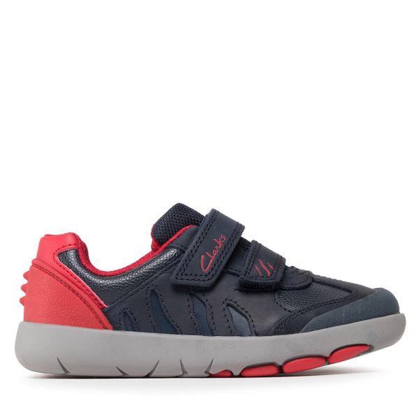Clarks Tenisice Clarks Rex Play K 261619306 Navy/Red Leather