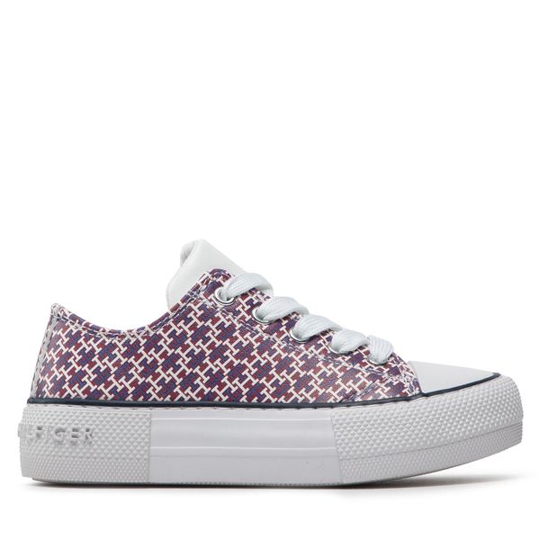 Tommy Hilfiger Tenisice Tommy Hilfiger Low Cut Lace-Up Sneaker T3A9-32289-0753 White/Bordeaux X665