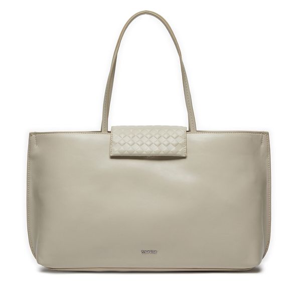 Calvin Klein Torbica Calvin Klein Calvin Mini Quilt Medium Tote K60K611885 Dk Ecru PC4
