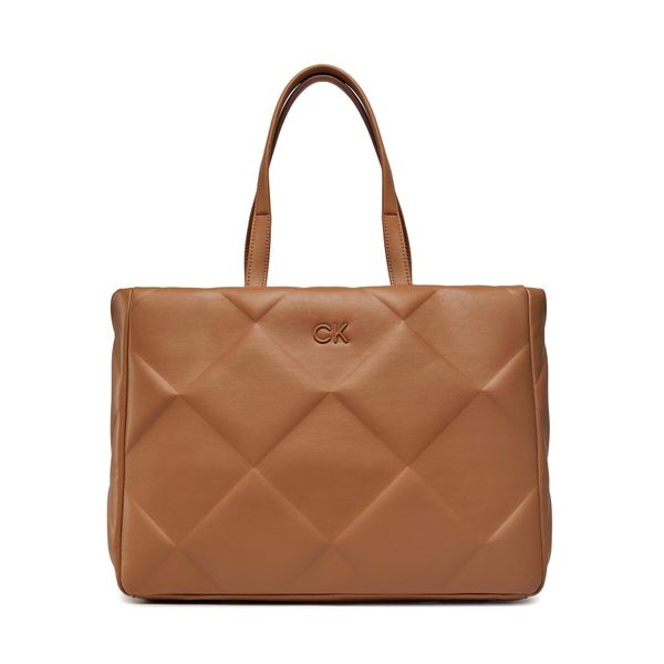 Calvin Klein Torbica Calvin Klein Re-Lock Quilt Tote Lg K60K610761 Brown Sugar GA5