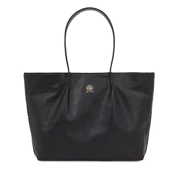 Tommy Hilfiger Torbica Tommy Hilfiger Crest Leather Tote AW0AW15230 Black BDS