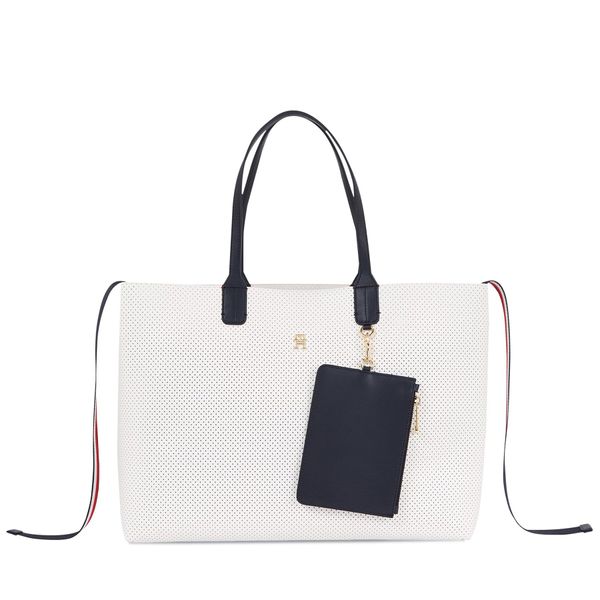 Tommy Hilfiger Torbica Tommy Hilfiger Iconic Tommy Tote Perf AW0AW16104 Ecru YBL