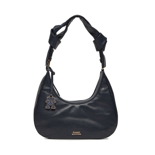 Tommy Hilfiger Torbica Tommy Hilfiger Pushlock Leather Hobo AW0AW16073 Space Blue DW6