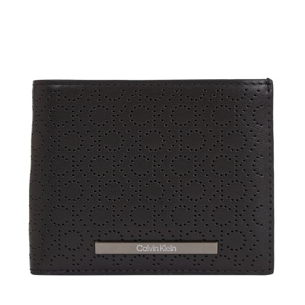 Calvin Klein Veliki muški novčanik Calvin Klein Modern Bar Bifold 5Cc W/Coin K50K511835 Ck Mono Perf Black 0GK