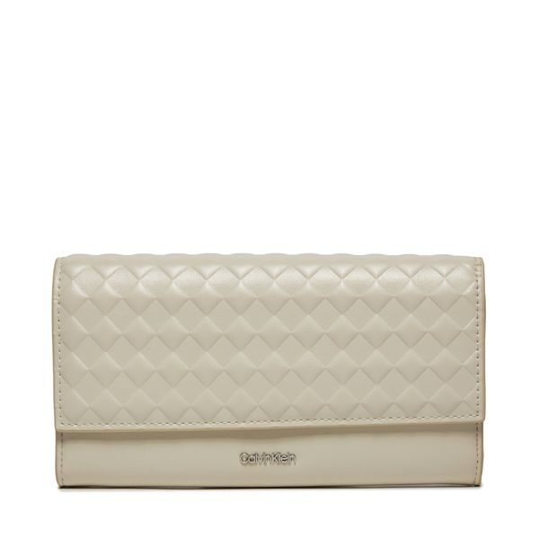 Calvin Klein Veliki ženski novčanik Calvin Klein Calvin Mini Quilt Large Trifold K60K611895 Dk Ecru PC4