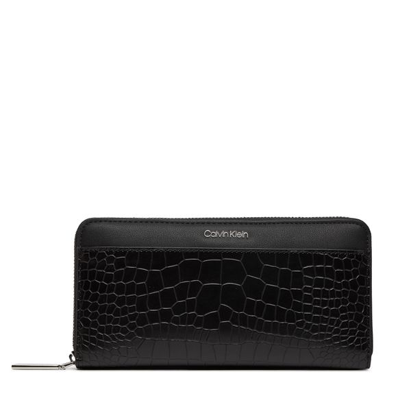 Calvin Klein Veliki ženski novčanik Calvin Klein Ck Must Lg Zip Around_Croco K60K612356 Crna