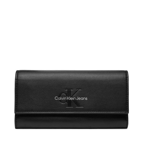Calvin Klein Jeans Veliki ženski novčanik Calvin Klein Jeans Sculpted Long Fold Mono K60K611484 Black/Metallic Logo 0GL