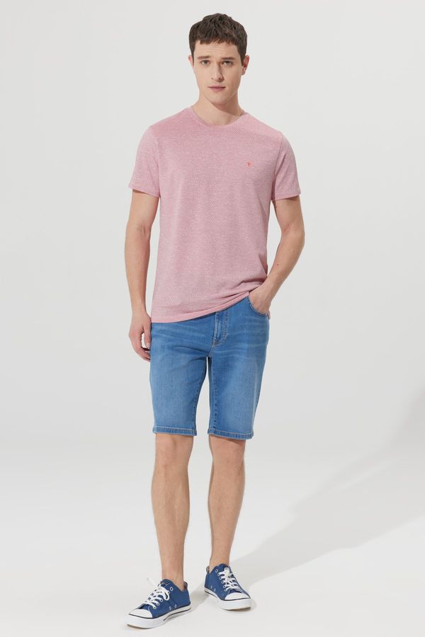 AC&Co / Altınyıldız Classics AC&Co / Altınyıldız Classics Men's Light Blue Slim Fit Slim Fit Cotton Flexible Denim Shorts.