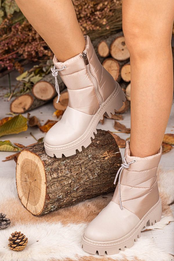 armonika armonika Women's Beige Thick Sole Parachute Material Winter Boots