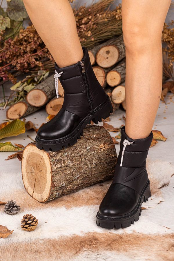 armonika armonika Women's Black Thick Sole Parachute Material Winter Boots