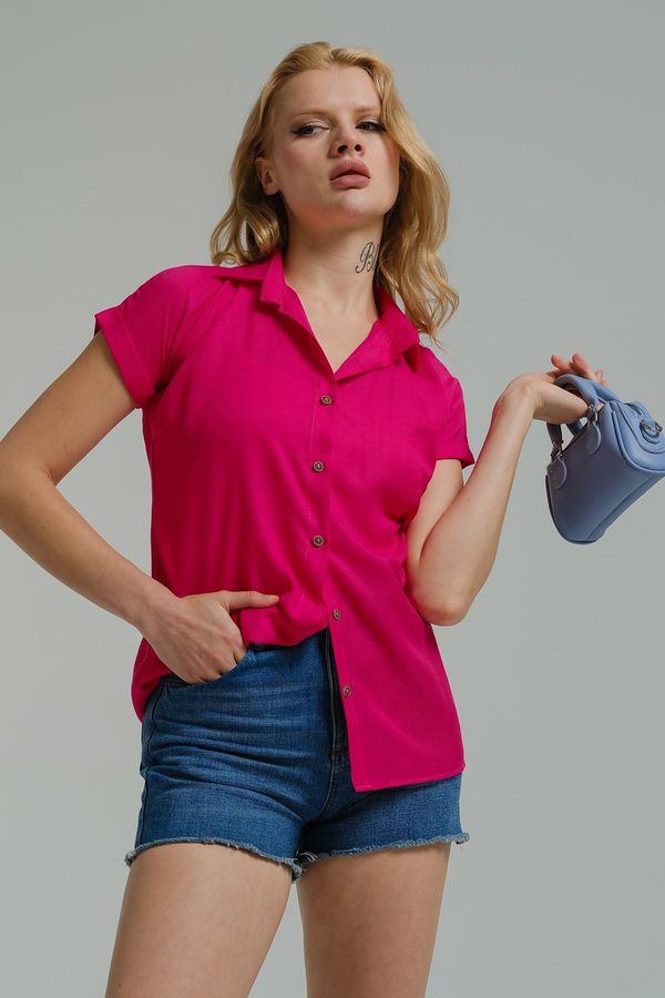 armonika armonika Women's Fuchsia Short Sleeve Shirt