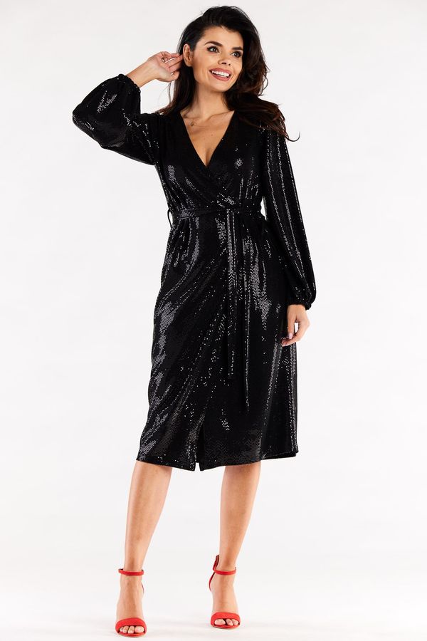 Awama Awama Woman's Dress A564 Black/Dots