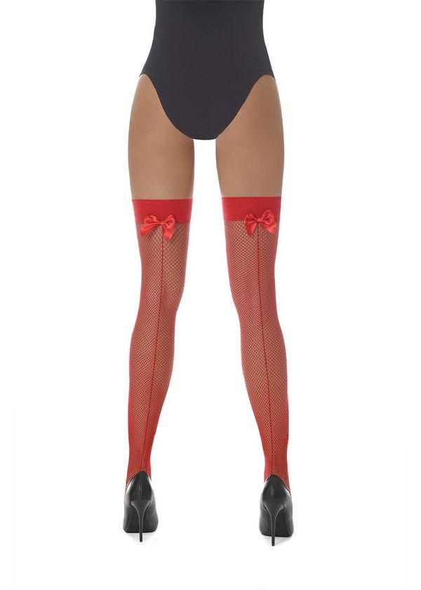 Bas Bleu Bas Bleu Fishnet stockings with seam and bow MIKAELA 20 DEN