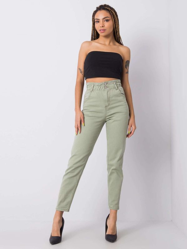 Fashionhunters Beatrix RUE PARIS khaki jeans with high waist