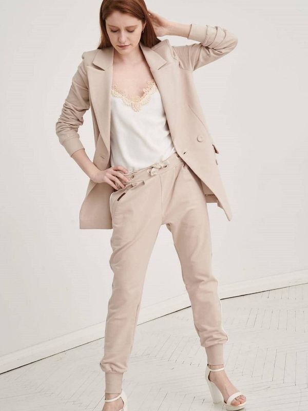 Blue Shadow Beige oversize double-breasted jacket Blue Shadow
