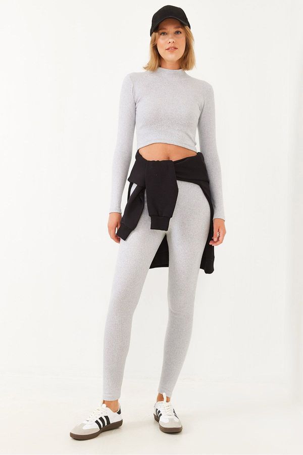 Bianco Lucci Bianco Lucci Women's Crop Top-Bottom Set with Tights 149