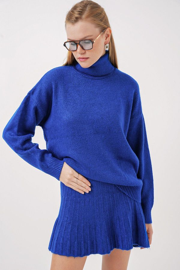 Bigdart Bigdart 15891 Sweater Skirt Knitwear Two Piece Set - Saxe