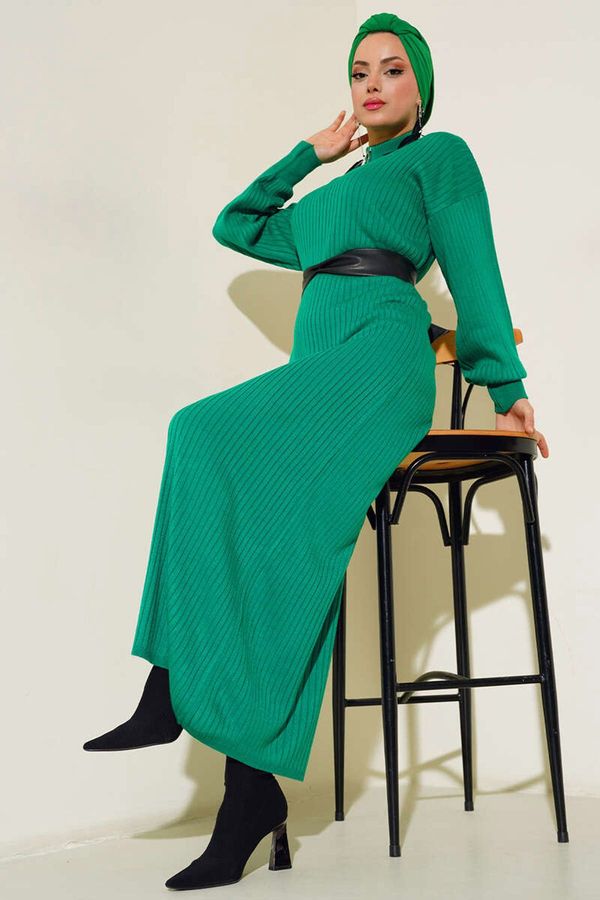 Bigdart Bigdart 15900 Hijab Knitwear Dress - Green