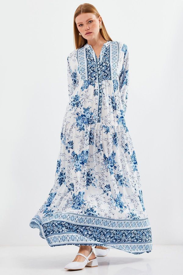 Bigdart Bigdart 2423 Authentic Patterned Dress - Blue