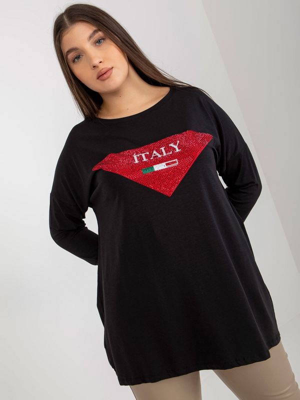 Fashionhunters Black oversized blouse with patch and printed design