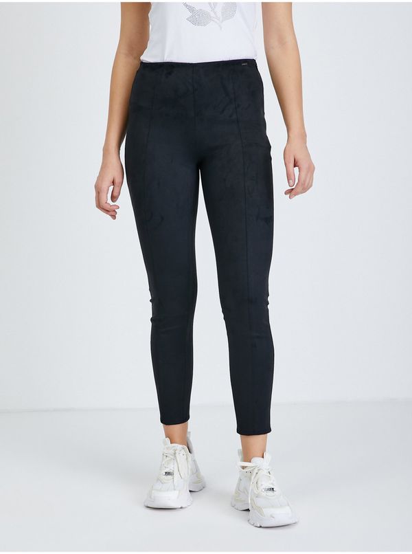 Guess Black Women's Shortened Leggings in Suede Guess Maya - Women