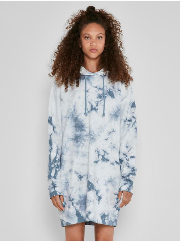 Noisy May Blue and White Patterned Sweatshirt Dress Noisy May Ilma - Women