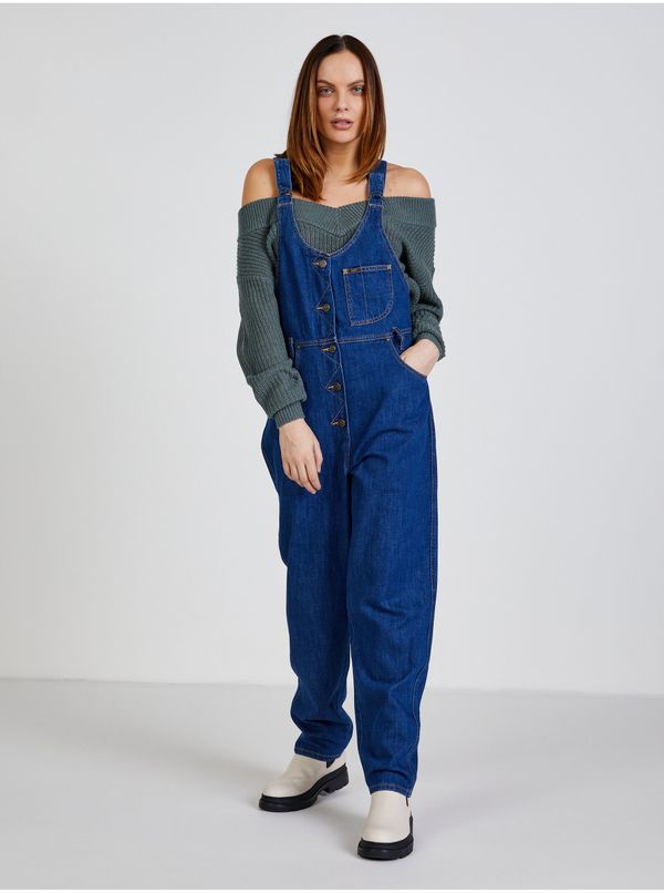 Lee Blue women's denim bibs Lee Mom Bib - Women