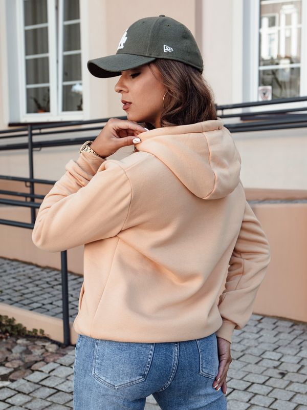 DStreet Bluza damska BASIC z kapturem kamelowa Dstreet