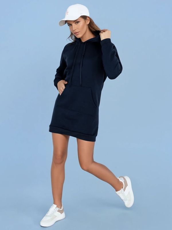 DStreet Bluza damska długa z kapturem oversize TIMMY granatowa Dstreet
