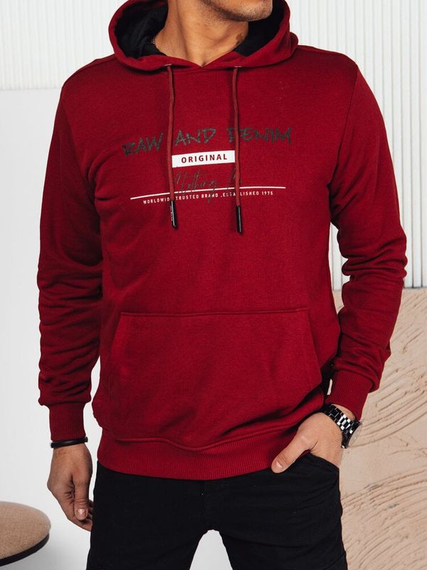 DStreet Bluza męska z nadrukiem bordowa Dstreet