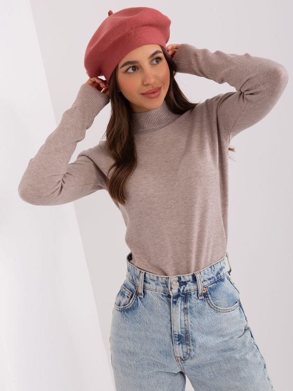 Fashionhunters Brick red women's beret winter cap