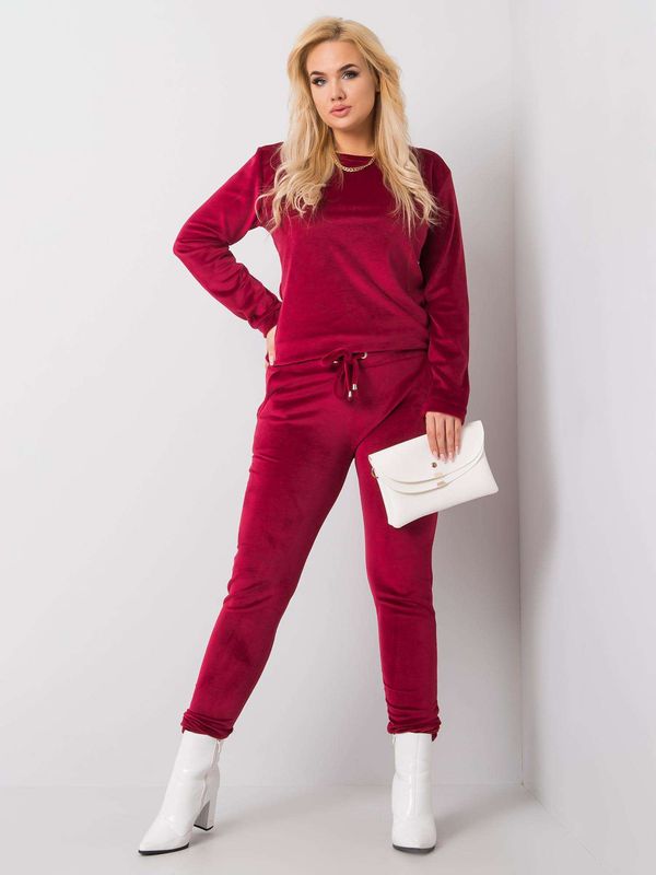 Fashionhunters Chestnut Brown Velour Set Larger Size