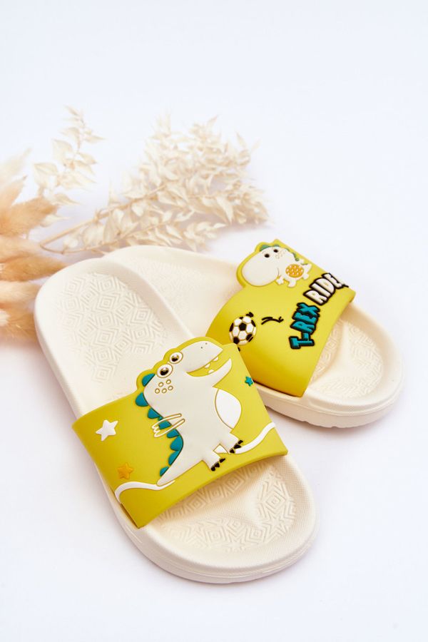 Kesi Children's Dinosaur T-Rex Slides Beige Bernis