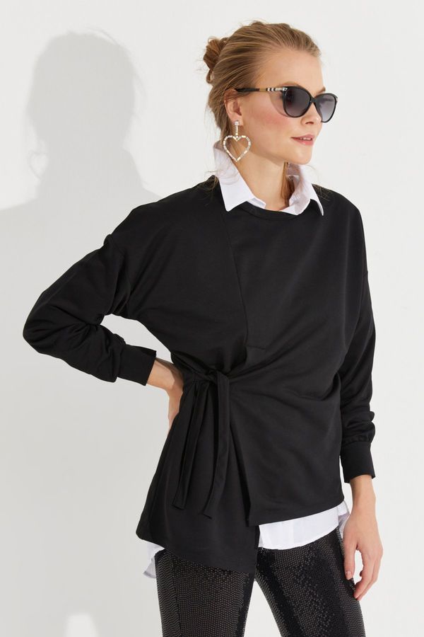 Cool & Sexy Cool & Sexy Women's Black Tied Sweatshirt Yi2493